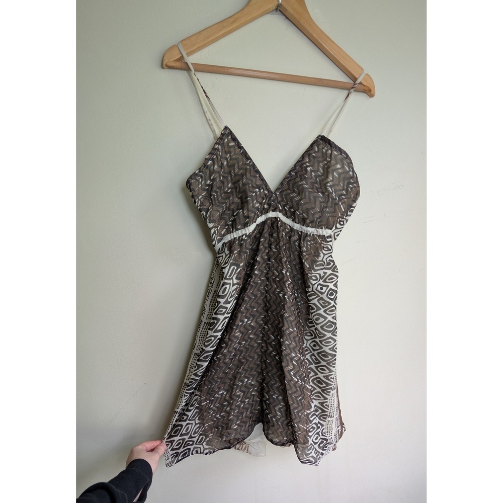 Daytrip Buckle Babydoll‎ Dress Womens M Y2K Boho Sheer Mixed Print Festival